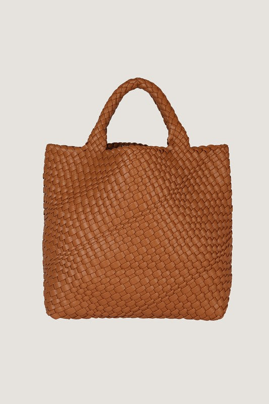 Woven Faux Leather Shoulder Bag