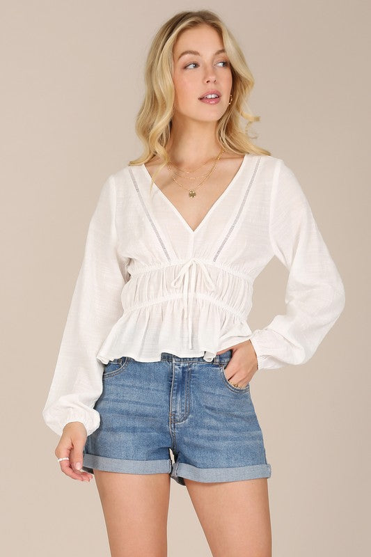 Ivory Babydoll Sheer Lace Top