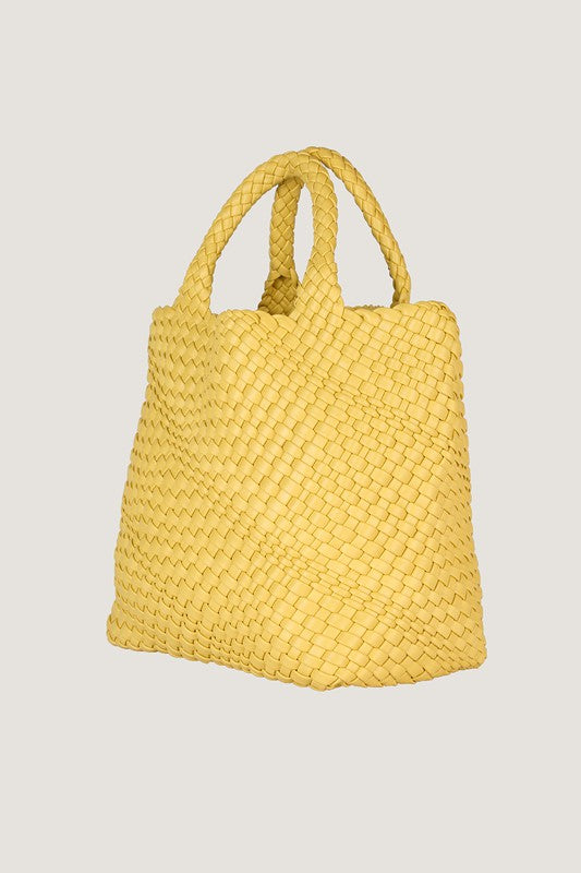 Woven Faux Leather Shoulder Bag