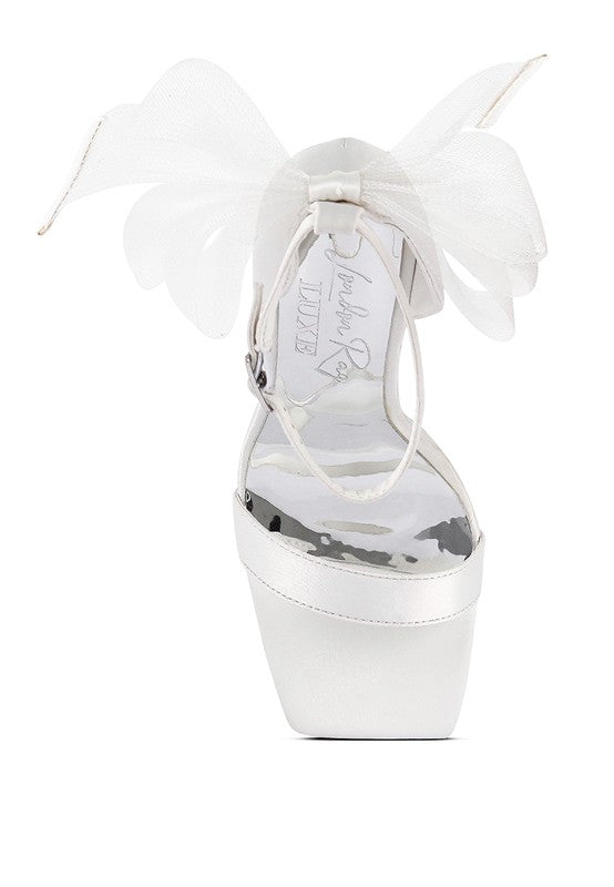 Satin Clear High Heels with Bows