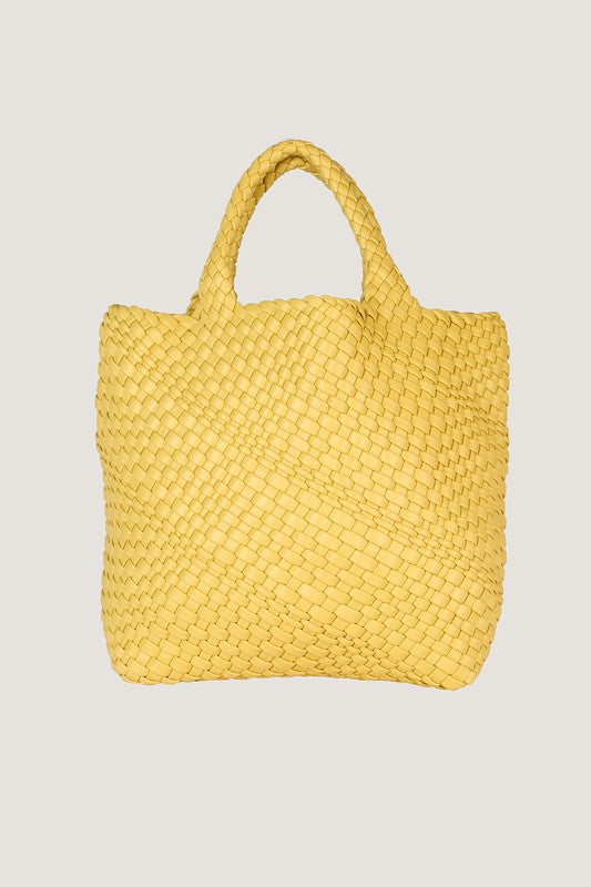 Woven Faux Leather Shoulder Bag