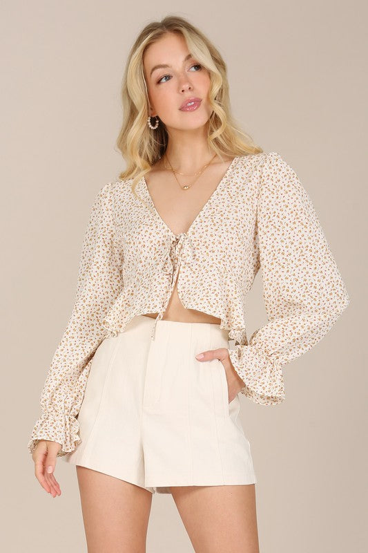 Yellow Floral Frill Blouse