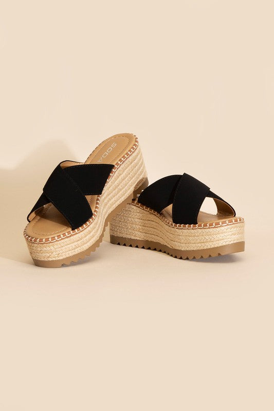 Raffia Cross Platform Slides