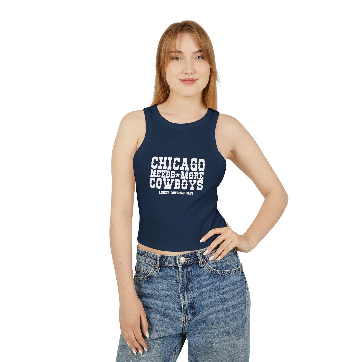 Chicago Needs More Cowboys Racer Tank Top