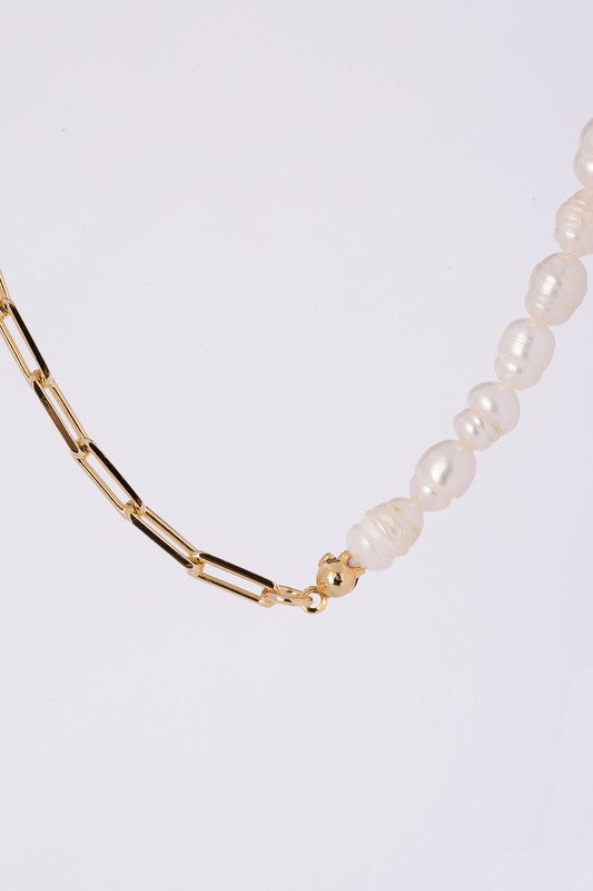 Gold Pearl Chain Bracelet & Necklace