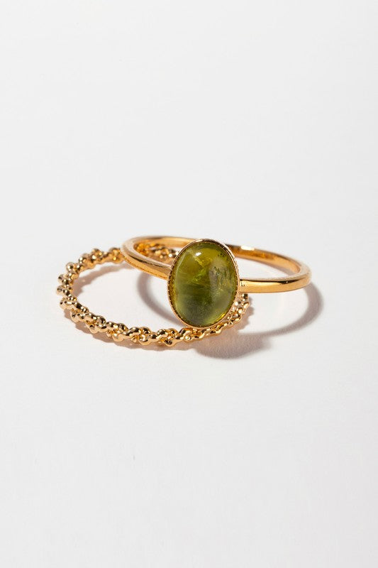 Natural Stone Ring Set