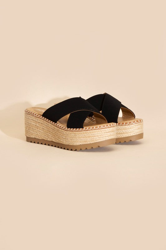 Raffia Cross Platform Slides