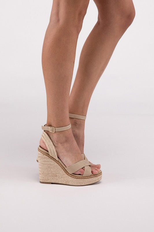 Criss Cross Espadrille Platform Wedge