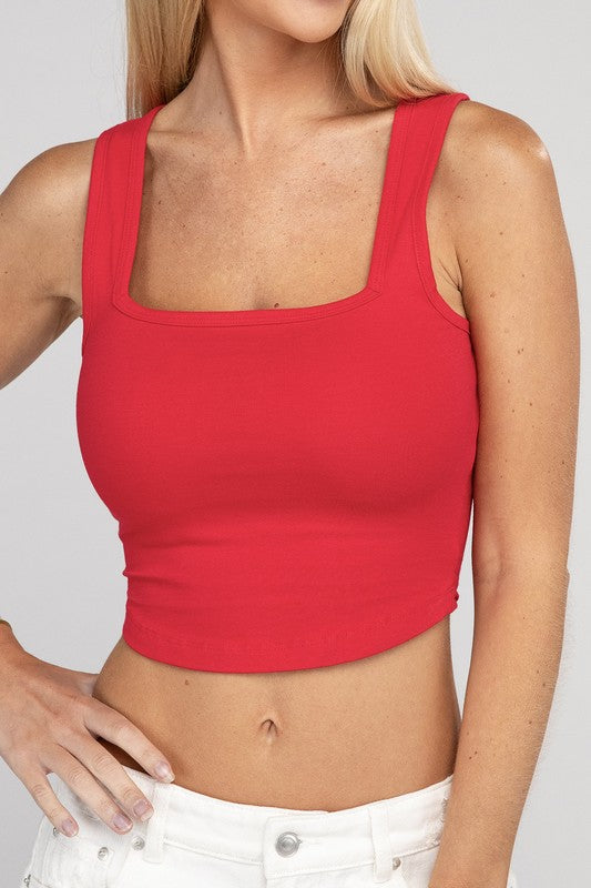 Square Neck Cropped Tank Top