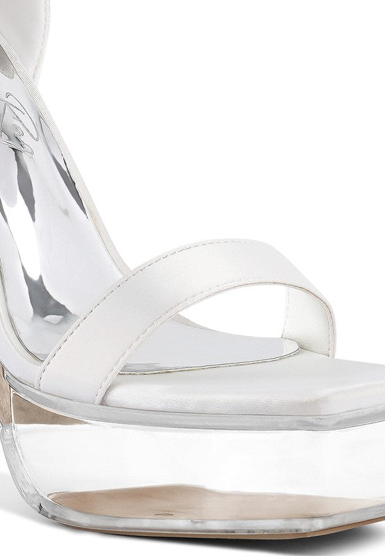 Satin Clear High Heels with Bows