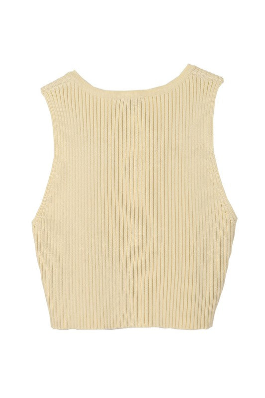 Pale Yellow Ribbed Crop Top