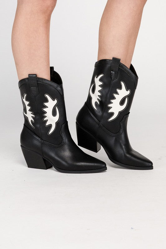 Rebel Western High Ankle Boots