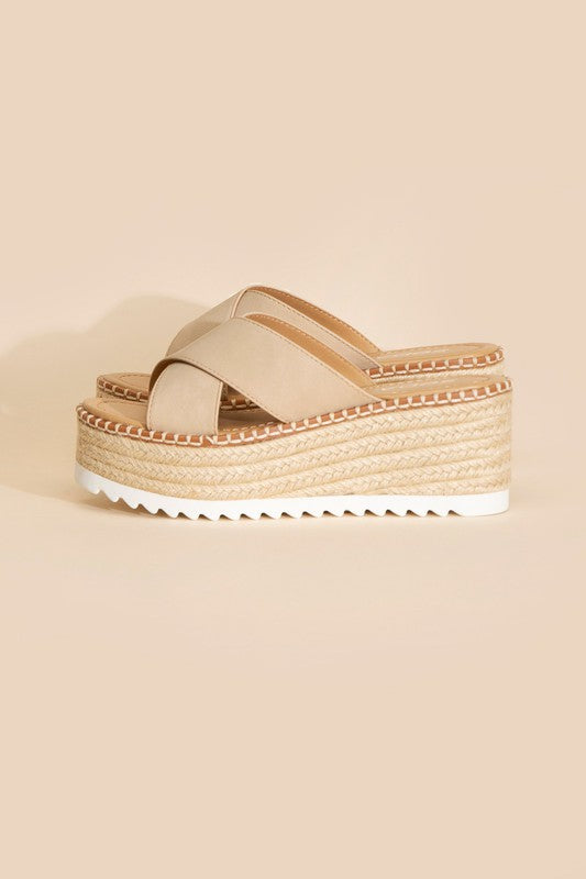 Raffia Cross Platform Slides