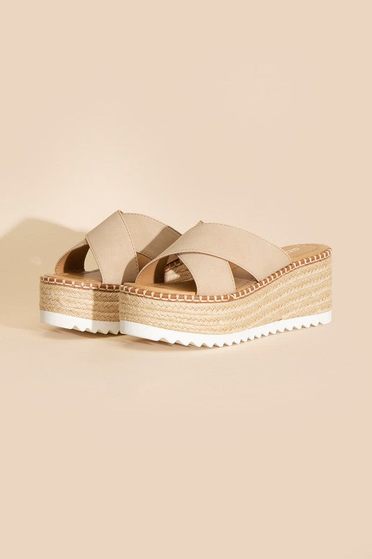 Raffia Cross Platform Slides