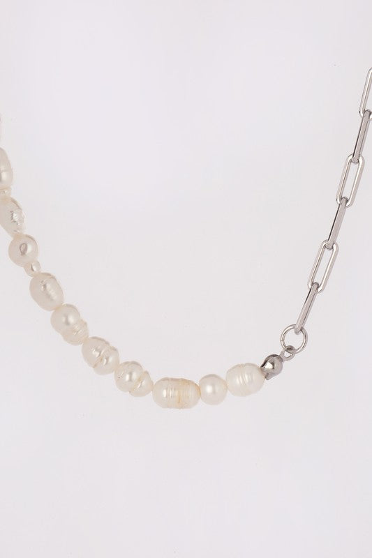 Silver Pearl Chain Bracelet & Necklace