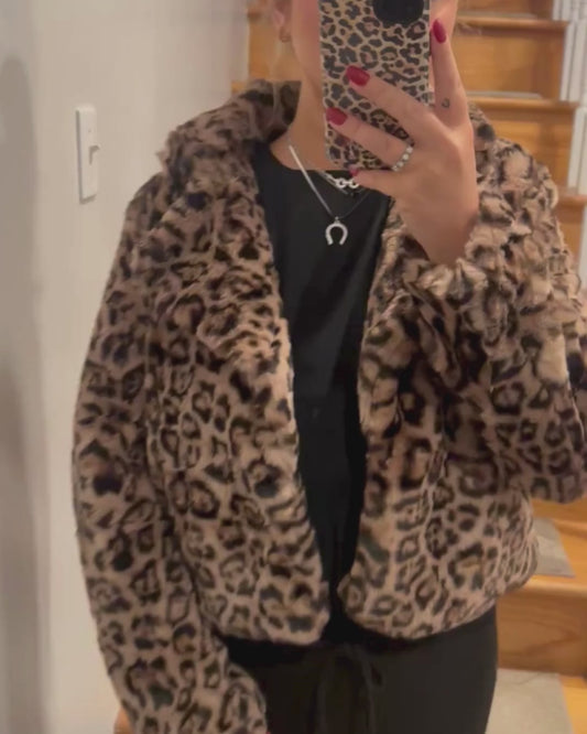 Cheetah Print Faux Fur Jacket