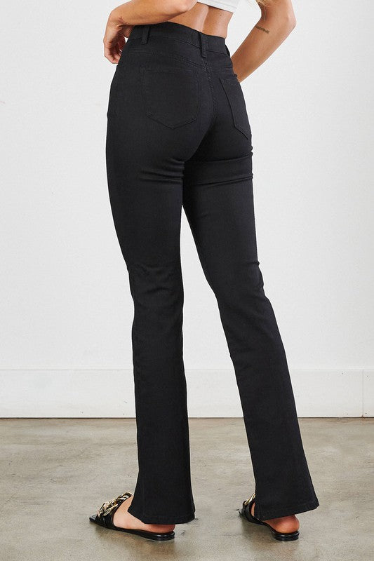 Shelby Front Slit Black Jeans