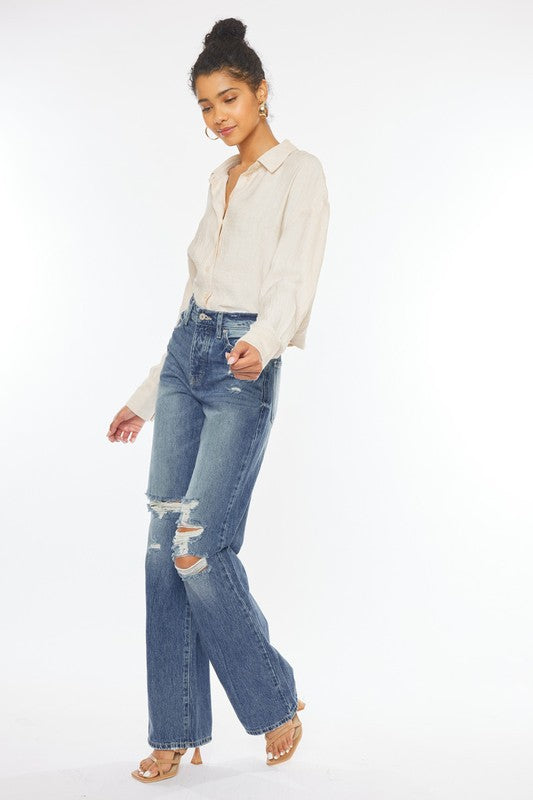 Ultra High Rise Distressed Flare Jeans