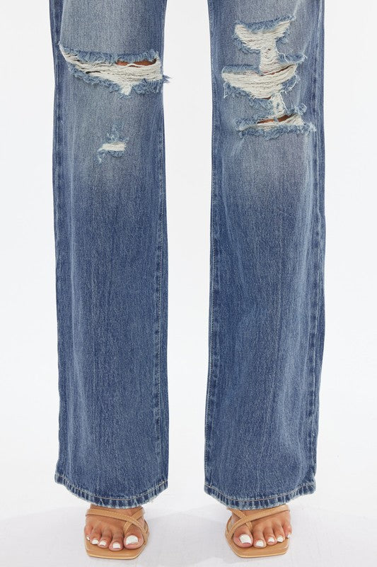 Ultra High Rise Distressed Flare Jeans