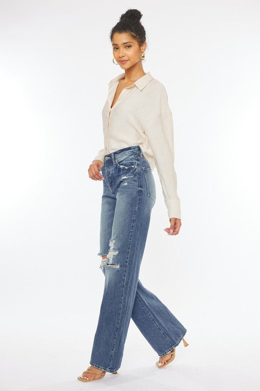 Ultra High Rise Distressed Flare Jeans