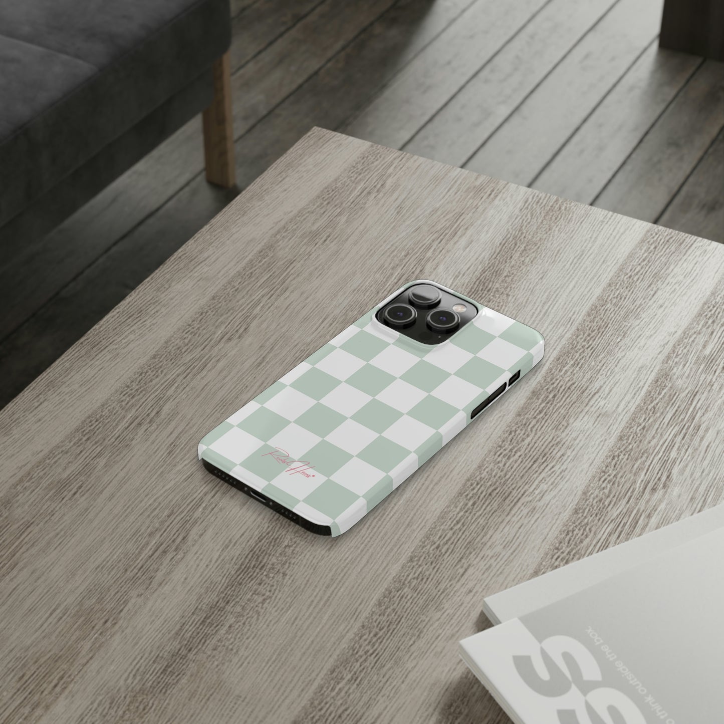 LT GREEN RH CHECKERED PHONE CASE