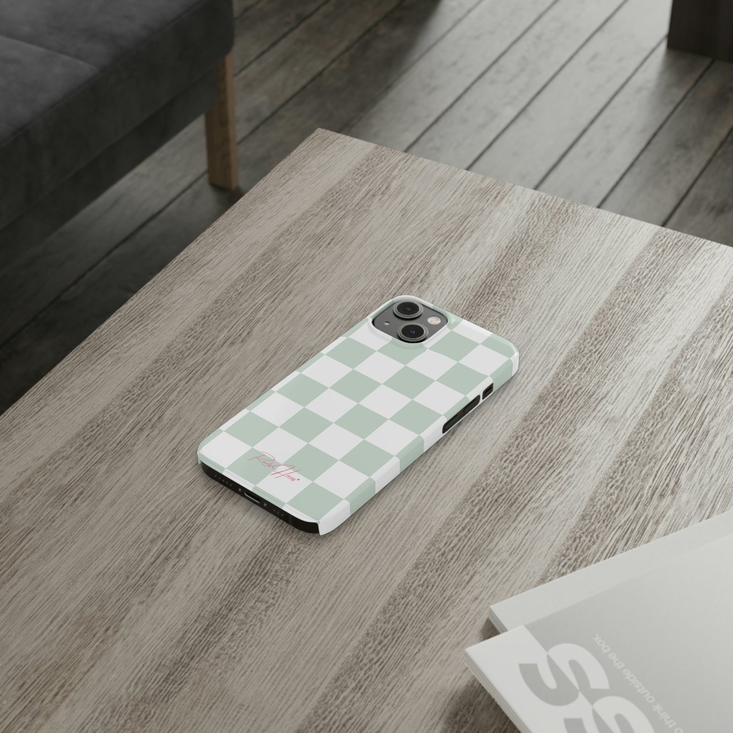 LT GREEN RH CHECKERED PHONE CASE