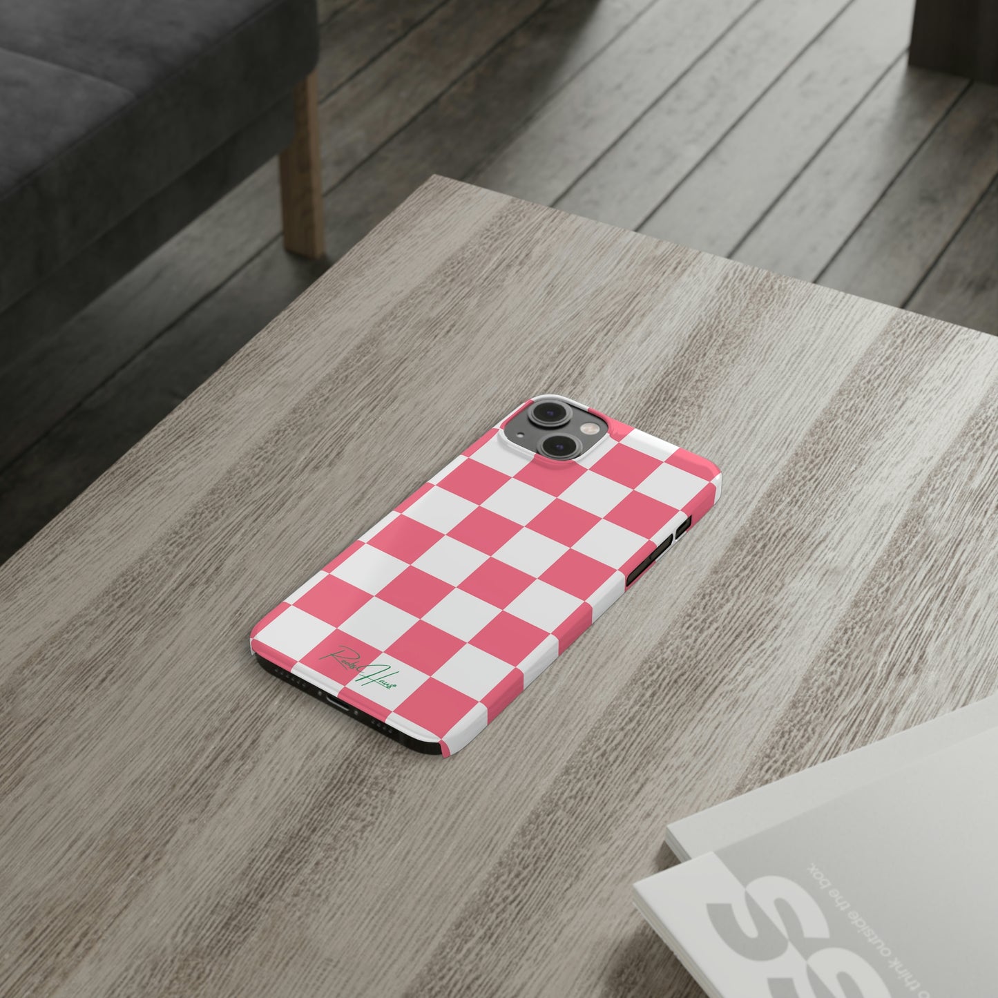 PINK RH CHECKERED PHONE CASE