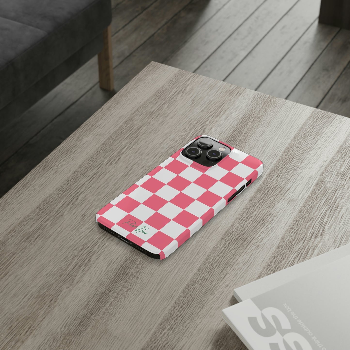 PINK RH CHECKERED PHONE CASE