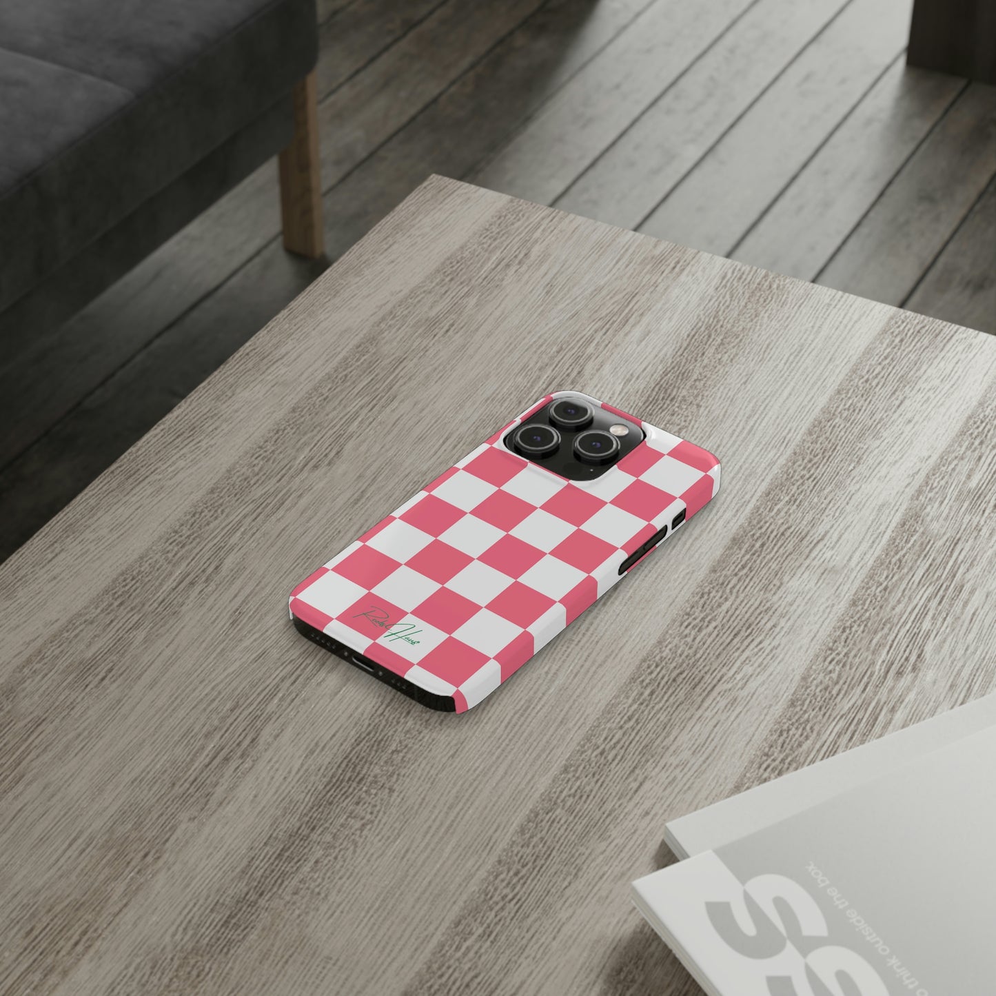 PINK RH CHECKERED PHONE CASE