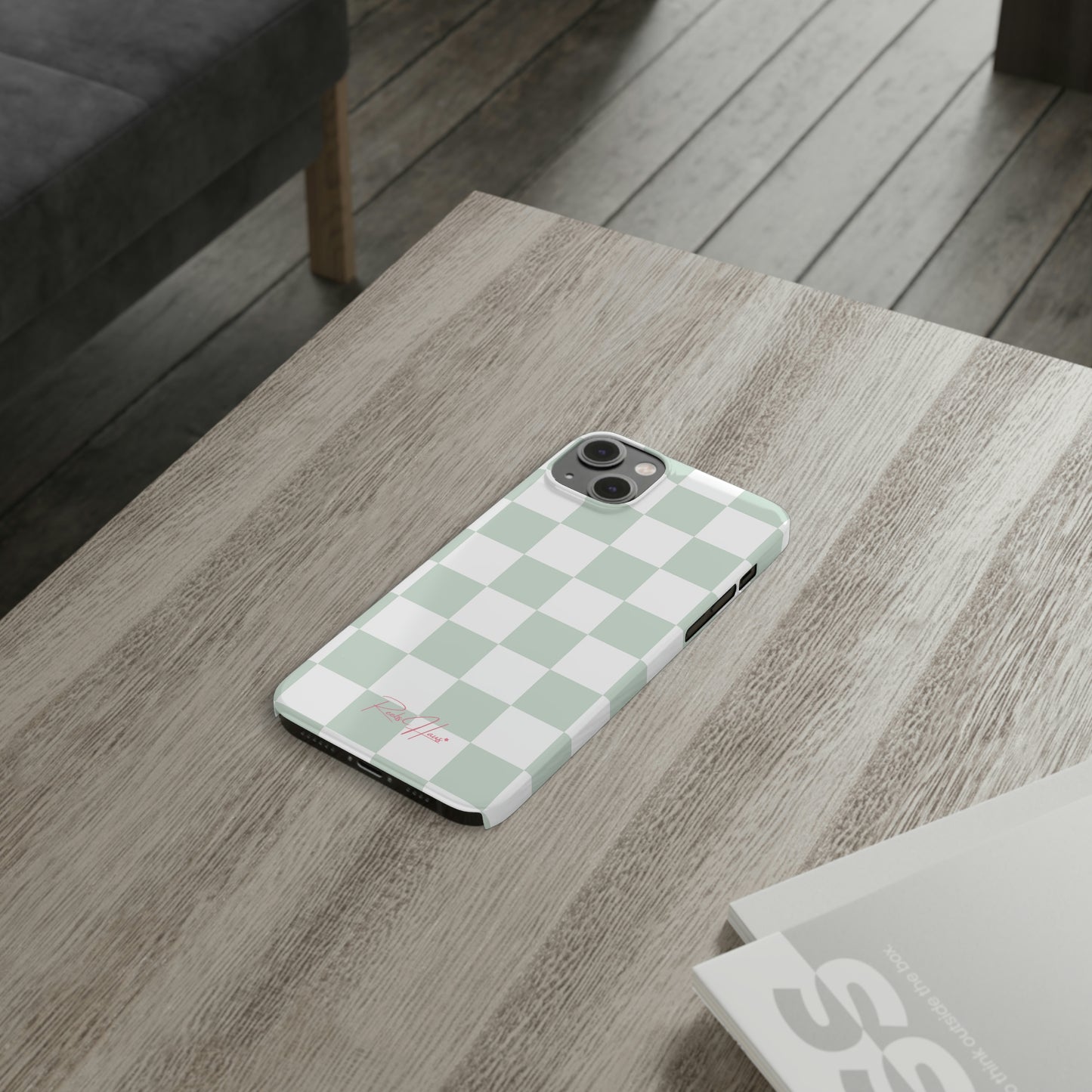 LT GREEN RH CHECKERED PHONE CASE