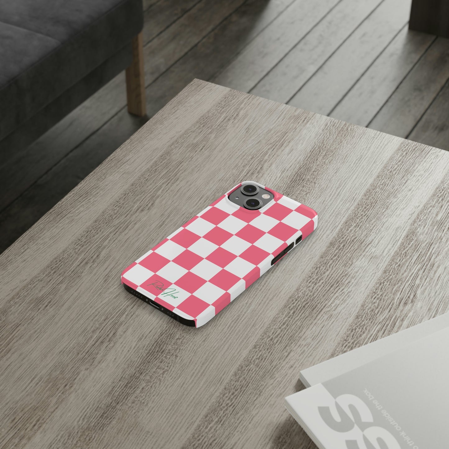 PINK RH CHECKERED PHONE CASE