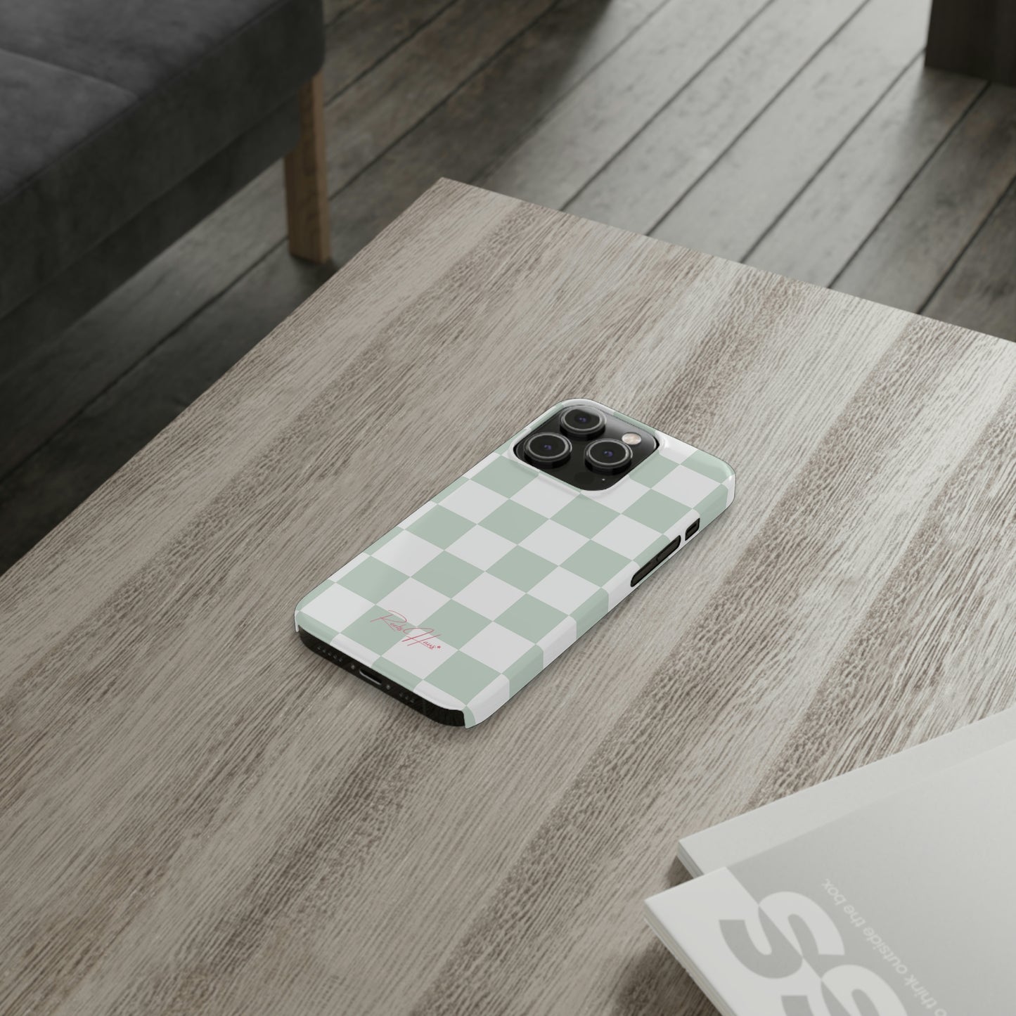 LT GREEN RH CHECKERED PHONE CASE