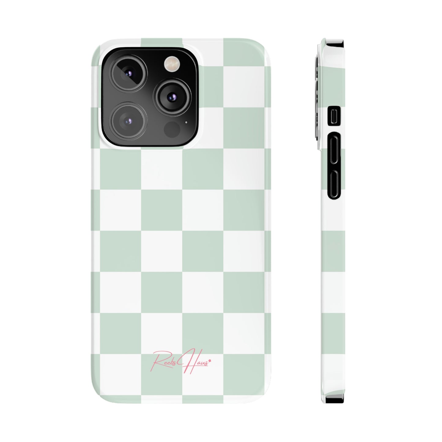 LT GREEN RH CHECKERED PHONE CASE