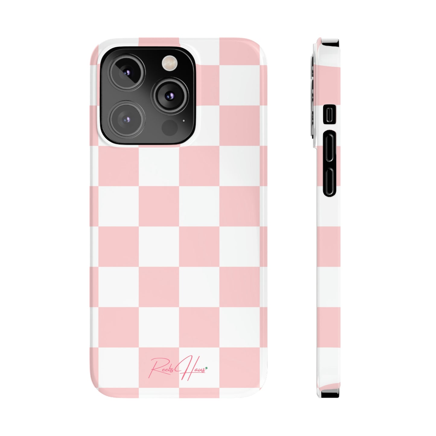 LT PINK RH CHECKERED PHONE CASE